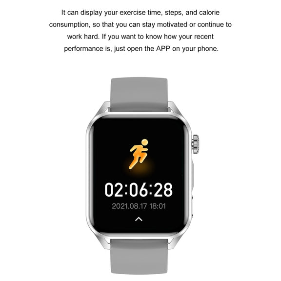Ochstin 5HK28 1.78 inch Square Screen Silicone Strap Smart Watch Supports Bluetooth Call Function/Blood Oxygen Monitoring(Grey)