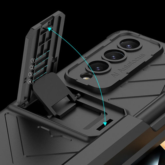 For Samsung Galaxy Z Fold4 GKK Integrated Magnetic Folding Armor Shell with Push Pen Case(Black)
