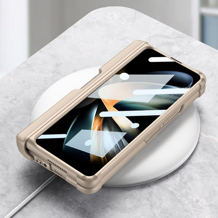 For Samsung Galaxy Z Fold4 GKK Integrated Magnetic Folding Armor Shell with Push Pen Case(Silver)