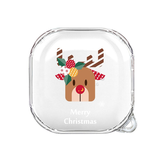 For Samsung Galaxy Buds Live Christmas Transparent TPU Earphone Case(Elk)