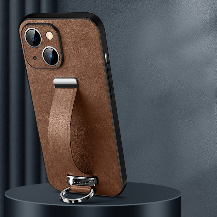 For iPhone 14 Plus SULADA Cool Series PC + Leather Texture Skin Feel Phone Case(Brown)