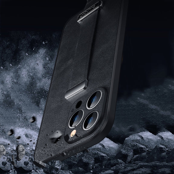 For iPhone 14 Pro SULADA Cool Series PC + Leather Texture Skin Feel Phone Case(Blue)