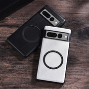 For Google Pixel 7 Pro Magsafe Magnetic Ring Leather Texture Phone Case(Green)