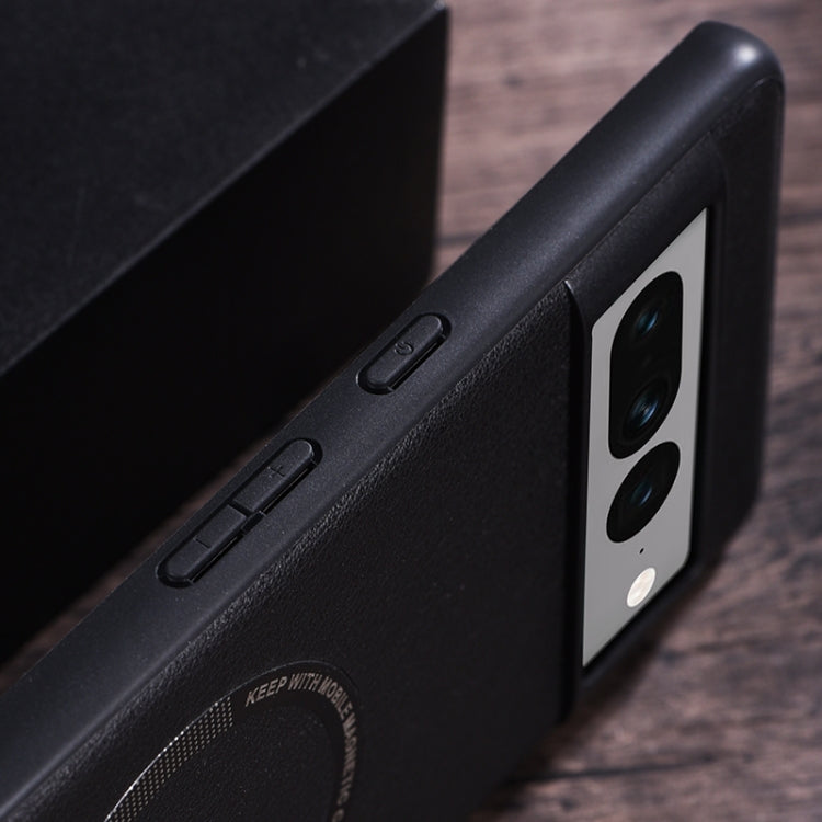 For Google Pixel 7 Pro Magsafe Magnetic Ring Leather Texture Phone Case(Black)