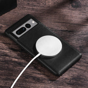 For Google Pixel 7 Pro Magsafe Magnetic Ring Leather Texture Phone Case(Green)