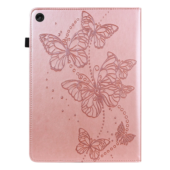 For Lenovo Tab M10 3rd Gen Embossed Butterfly Pattern Leather Tablet Case(Pink)