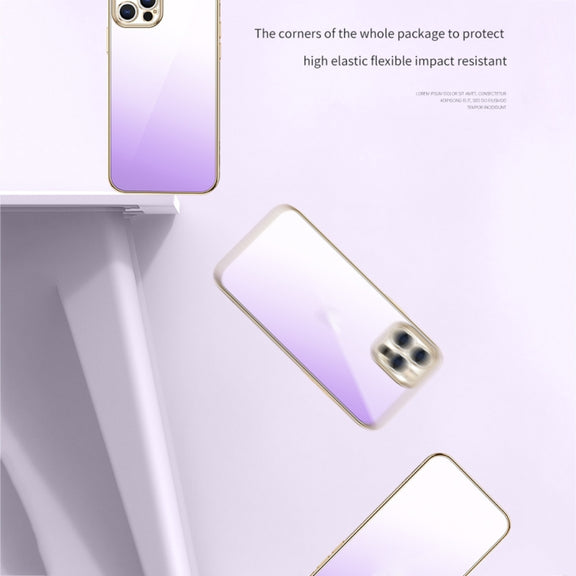 For iPhone 14 SULADA Iridescence Series Plating Transparent Gradient Phone Case(Purple)