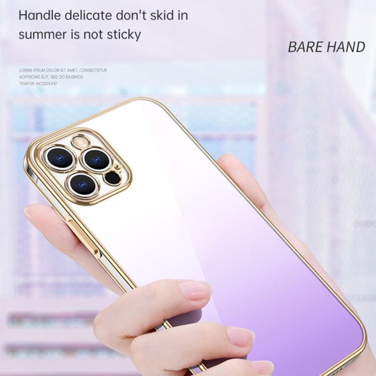 For iPhone 14 Plus SULADA Iridescence Series Plating Transparent Gradient Phone Case(Pink)