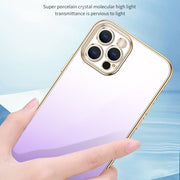 For iPhone 14 Pro SULADA Iridescence Series Plating Transparent Gradient Phone Case(Purple)