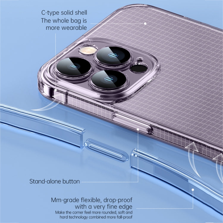 For iPhone 14 Pro SULADA Crystal Steel Series TPU Transparent Phone Case(Blue)