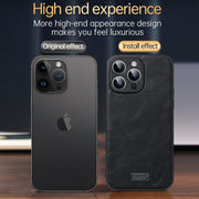 For iPhone 14 SULADA Shockproof TPU + Handmade Leather Phone Case(Blue)