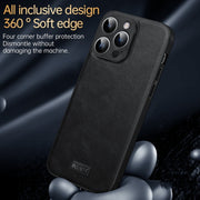 For iPhone 14 SULADA Shockproof TPU + Handmade Leather Phone Case(Red)