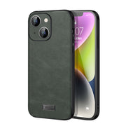 For iPhone 14 Plus SULADA Shockproof TPU + Handmade Leather Phone Case(Green)