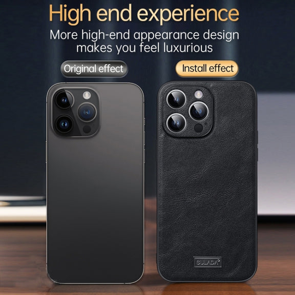 For iPhone 14 Plus SULADA Shockproof TPU + Handmade Leather Phone Case(Orange)