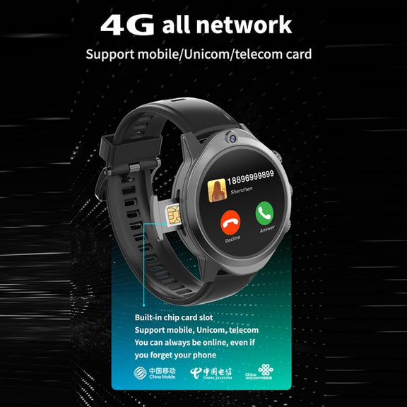 Rogbid Brave 2 1.45 inch TFT Screen Android 9.0 LTE 4G Smart Watch, Support Face Recognition(Black)