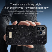For iPhone 14 Pro Max SULADA PC+TPU Leather Glitter Phone Case(Black)