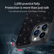 For iPhone 14 Pro Max SULADA PC+TPU Leather Glitter Phone Case(Black)