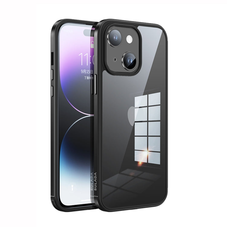 For iPhone 14 SULADA Metal Frame + Nano Glass + TPU Phone Case(Black)