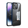 For iPhone 14 SULADA Metal Frame + Nano Glass + TPU Phone Case(Dark Blue) - free shipping - PMC TechLife - Order now!