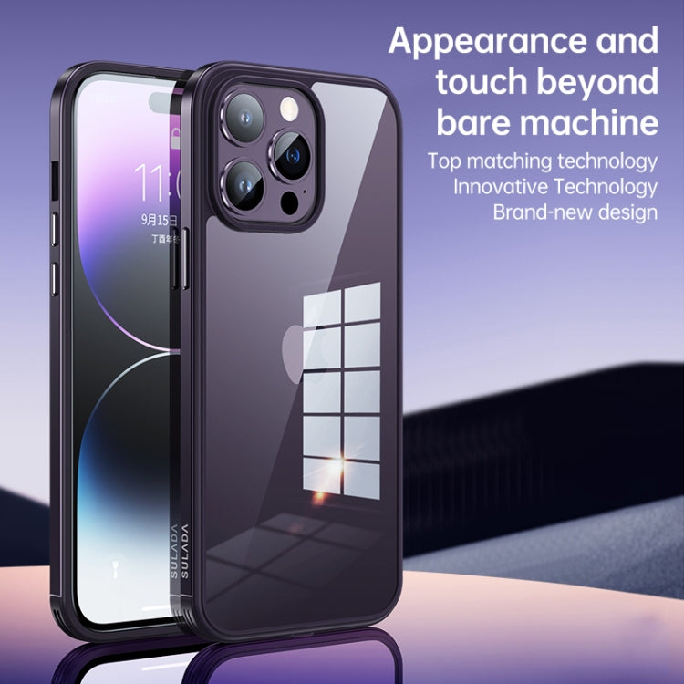 For iPhone 14 SULADA Metal Frame + Nano Glass + TPU Phone Case(Green)