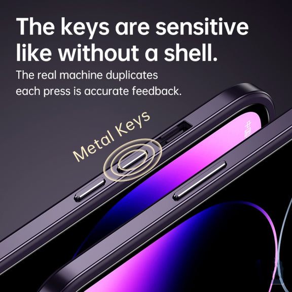 For iPhone 14 Plus SULADA Metal Frame + Nano Glass + TPU Phone Case(Dark Purple)