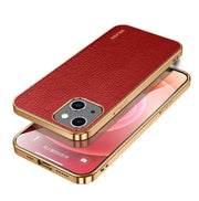 For iPhone 14 Plus SULADA Shockproof TPU + Handmade Leather Phone Case(Red)