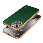 For iPhone 14 Pro SULADA Shockproof TPU + Handmade Leather Phone Case(Green)