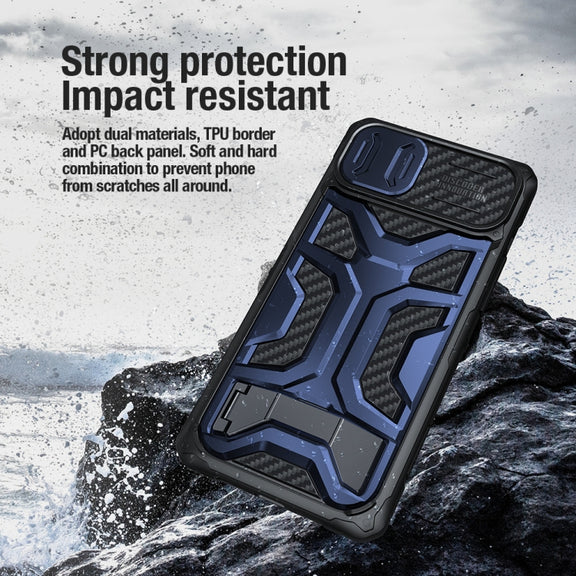 For iPhone 14 Plus NILLKIN Sliding Camera Cover Design TPU + PC Magnetic Phone Case(Black)
