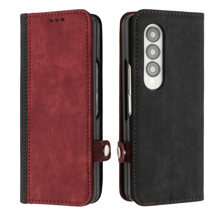 For Samsung Galaxy Z Fold 4 5G Side Buckle Double Fold Leather Phone Case(Red)