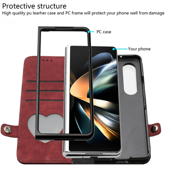 For Samsung Galaxy Z Fold 4 5G Side Buckle Double Fold Leather Phone Case(Red)