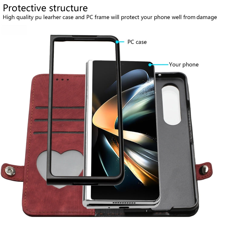 For Samsung Galaxy Z Fold 4 5G Side Buckle Double Fold Leather Phone Case(Red)