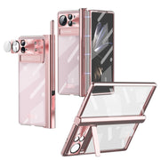 For Xiaomi Mix Fold 2 Magnetic Hinges Plating Phone Case with Holder(Rose Gold)