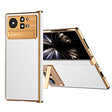 For Xiaomi Mix Fold 2 Electroplated Frame Plain Leather Phone Case(White) - Xiaomi Cases by PMC TechLife | Online Shopping South Africa | PMC TechLife