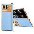 For Xiaomi Mix Fold 2 Electroplated Frame Plain Leather Phone Case(Blue) - Xiaomi Cases by PMC TechLife | Online Shopping South Africa | PMC TechLife