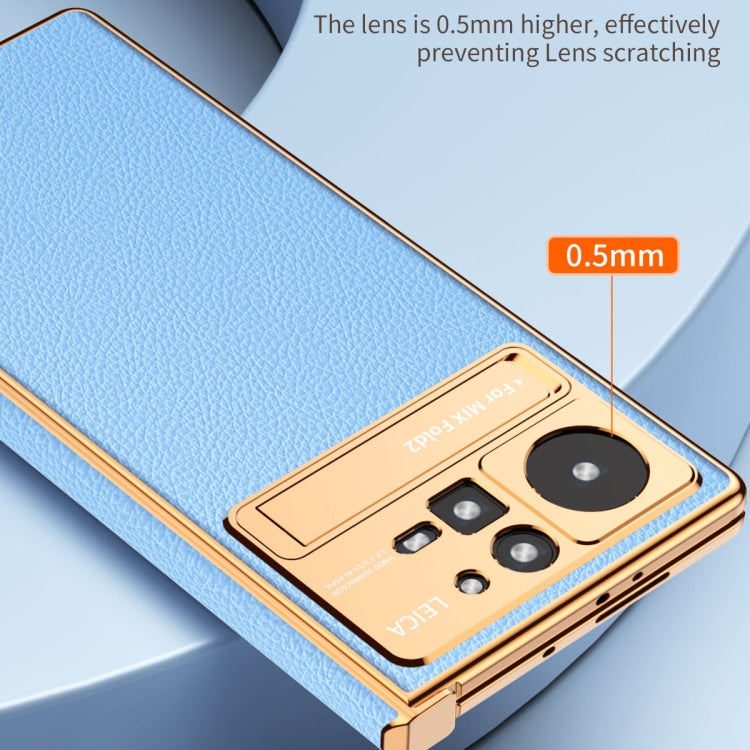 For Xiaomi Mix Fold 2 Electroplated Frame Plain Leather Phone Case(Black)