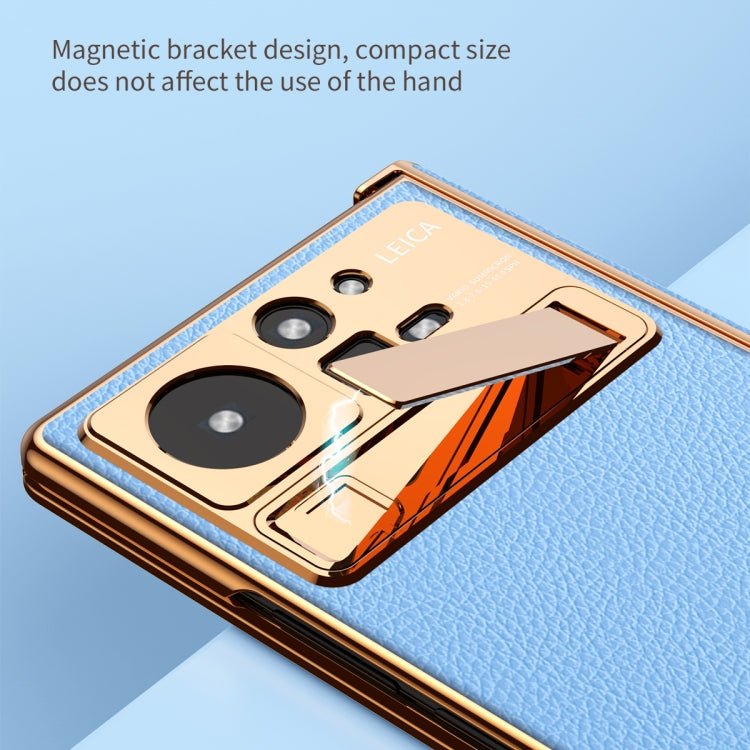 For Xiaomi Mix Fold 2 Electroplated Frame Plain Leather Phone Case(Pink)