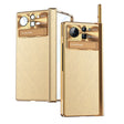 For Xiaomi Mix Fold 2 Plain Leather Double Hinged Folding Phone Case with Stylus(Gold+Gold) - Xiaomi Cases by PMC TechLife | Online Shopping South Africa | PMC TechLife