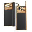 For Xiaomi Mix Fold 2 Plain Leather Double Hinged Folding Phone Case with Stylus(Gold+Black) - Xiaomi Cases by PMC TechLife | Online Shopping South Africa | PMC TechLife
