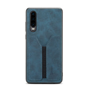 For Huawei P30 Denior DV Elastic Card PU Back Cover Phone Case(Blue)