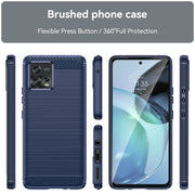 For Motorola Moto G72 5G Brushed Texture Carbon Fiber TPU Phone Case(Blue)