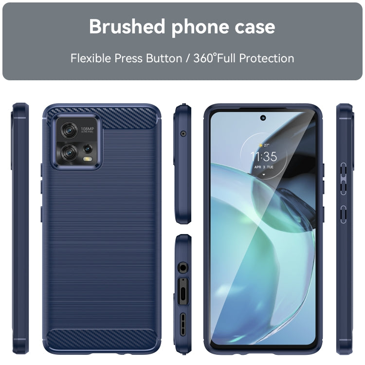 For Motorola Moto G72 5G Brushed Texture Carbon Fiber TPU Phone Case(Blue)
