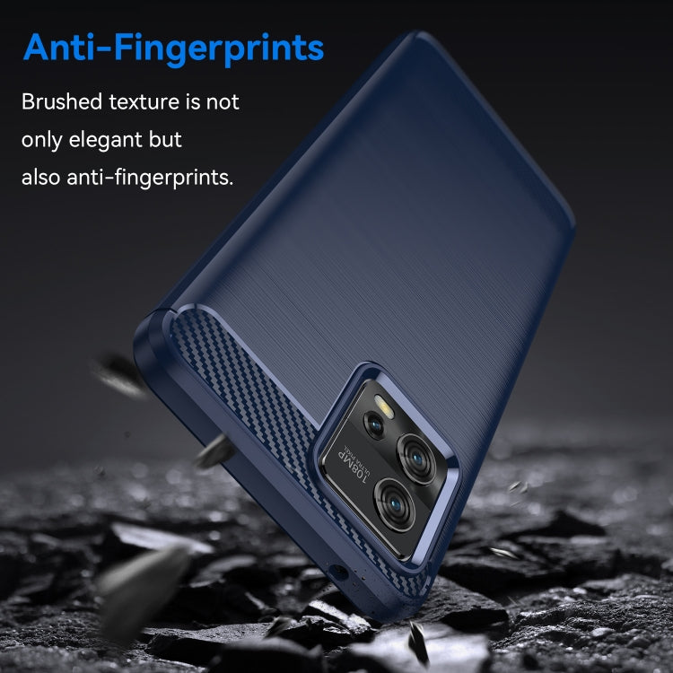 For Motorola Moto G72 5G Brushed Texture Carbon Fiber TPU Phone Case(Blue)
