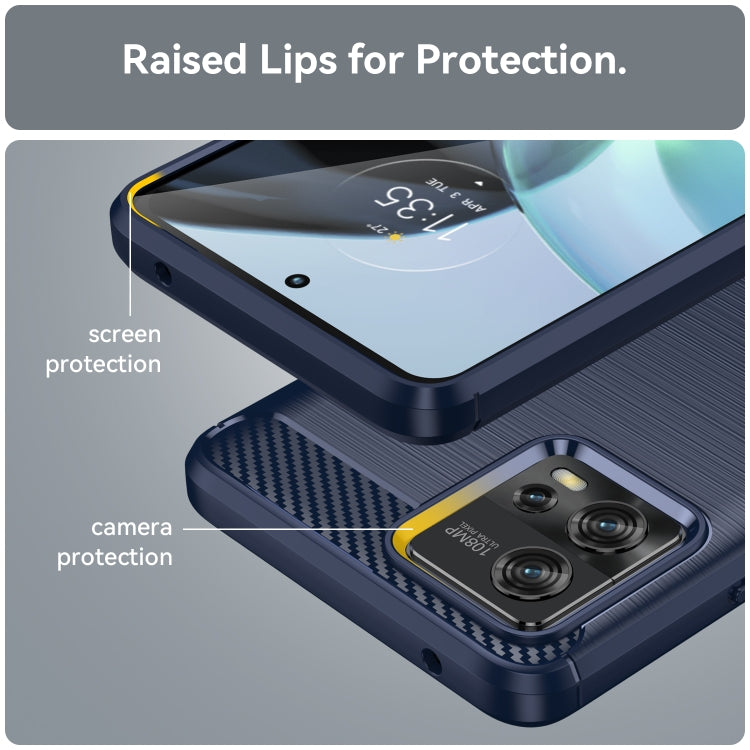 For Motorola Moto G72 5G Brushed Texture Carbon Fiber TPU Phone Case(Blue)
