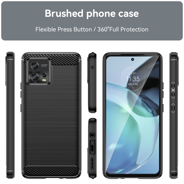 For Motorola Moto G72 5G Brushed Texture Carbon Fiber TPU Phone Case(Black)