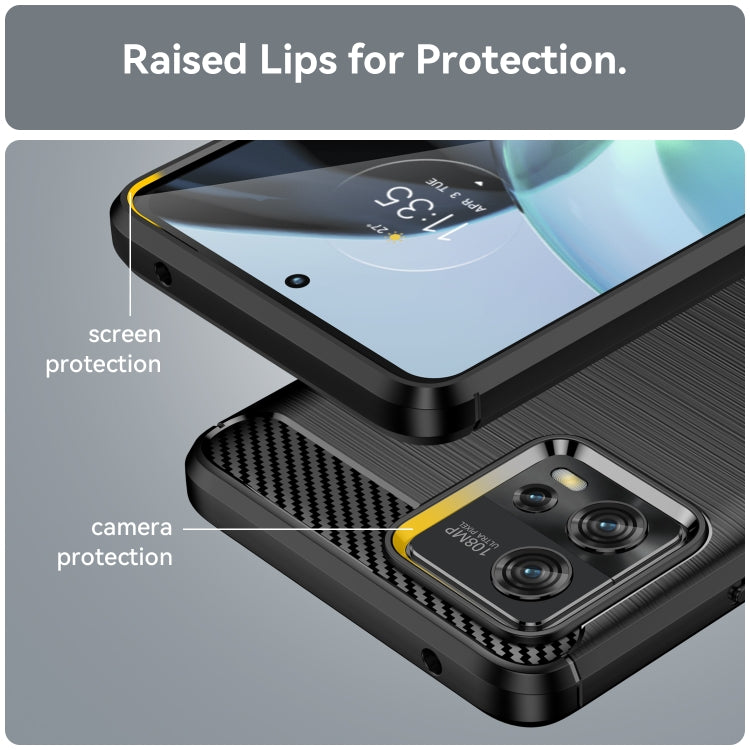 For Motorola Moto G72 5G Brushed Texture Carbon Fiber TPU Phone Case(Black)