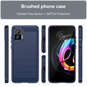 For Motorola Edge 30 Neo Brushed Texture Carbon Fiber TPU Phone Case(Blue)