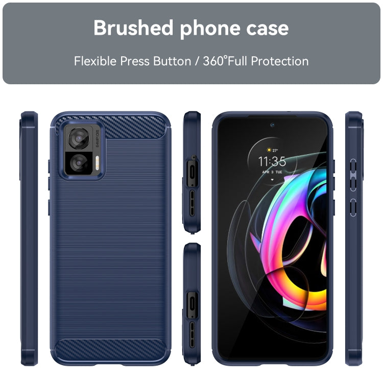 For Motorola Edge 30 Neo Brushed Texture Carbon Fiber TPU Phone Case(Blue)