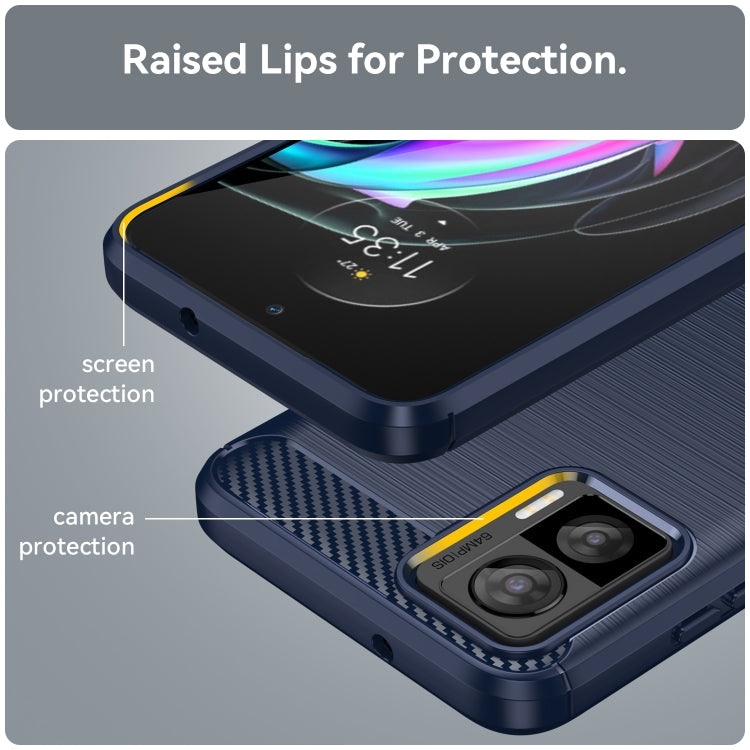 For Motorola Edge 30 Neo Brushed Texture Carbon Fiber TPU Phone Case(Blue)