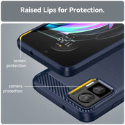 For Motorola Edge 30 Neo Brushed Texture Carbon Fiber TPU Phone Case(Blue)