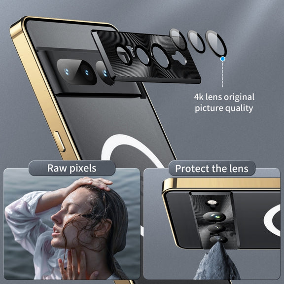 For Google Pixel 7 Pro MagSafe Magnetic Frosted Metal Phone Case(Gold)